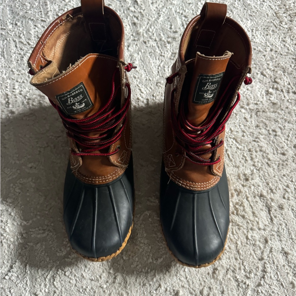 G.H. Bass Tan Leather and Black Rubber Duck Boot size 10 - Picture 5 of 10
